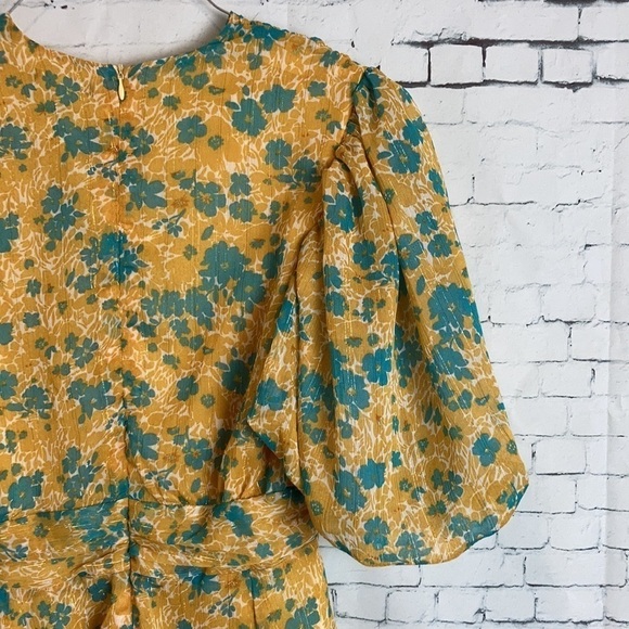 Nasty Gal Womens Floral Chiffon V Neck Puff Sleeve Playsuit Romper - Picture 12 of 16